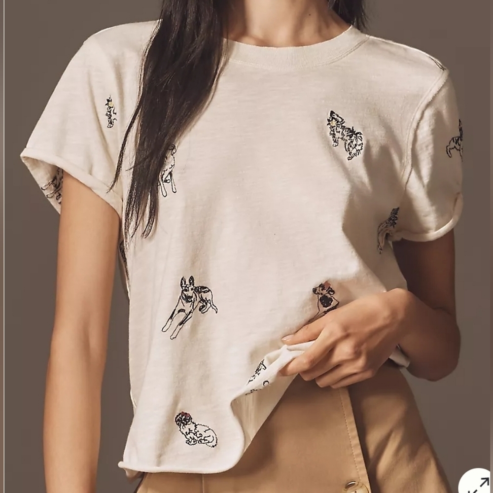 Anthropologie Maeve The Caitlin Embroidered Boxy Tee - Picture 3 of 10